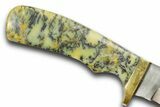Knife with Yellow Dendritic Opal Inlays - Handcrafted In Utah #370833-2